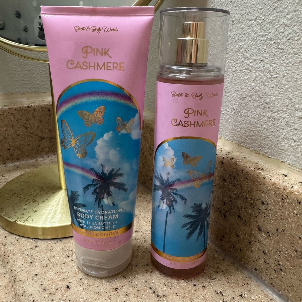 Bath & Body Works Pink Cashmere Body Cream & Fragrance Mist - Pink, Blue, Gold